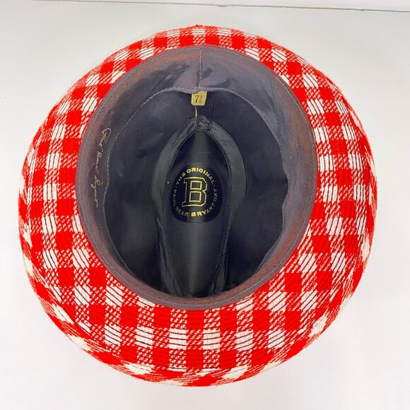Vintage Paul Bear Bryant Original Houndstooth Hat Crimson 7 1/8 Alabama Football - Picture 8 of 15